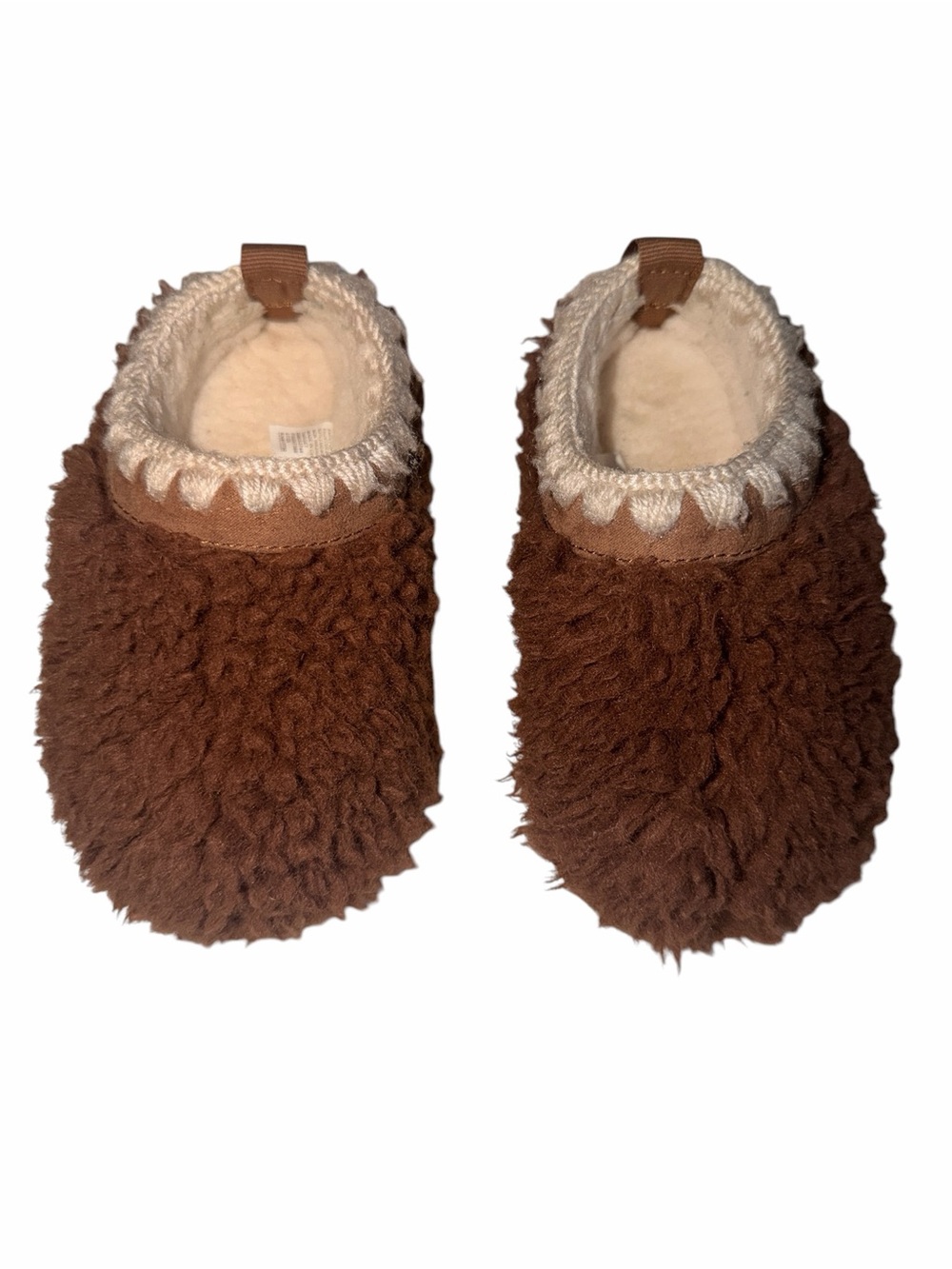 Toddler Brown Shaggy Faux Fur Fleece Lined Slippers Size 7C
